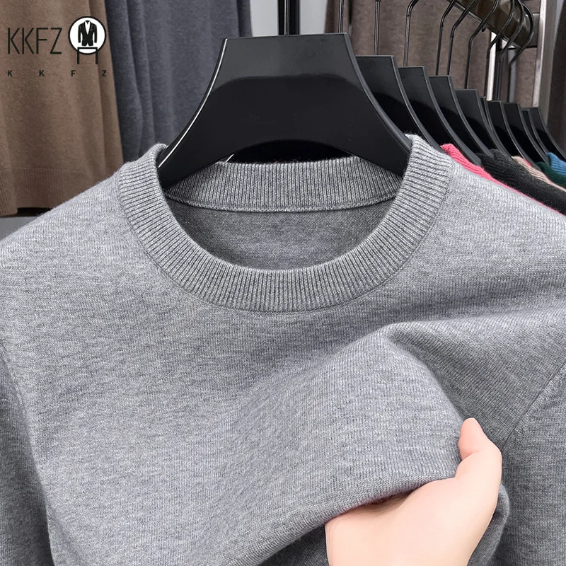 

Men's Casual Sweater 2025 round Neck Long Sleeve Knitted Diamond Pattern Fashion Versatile Top