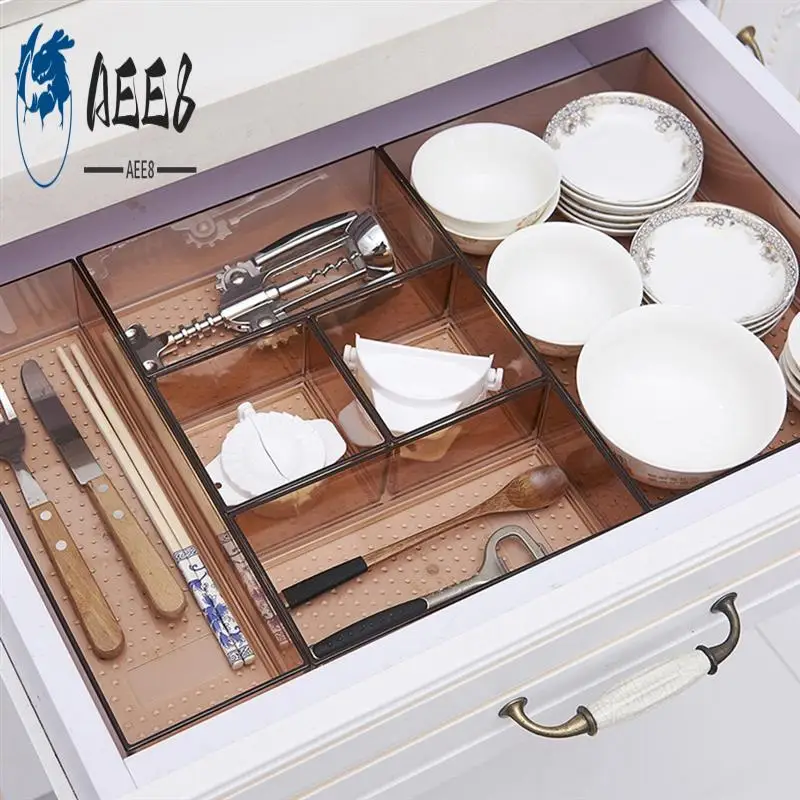 

AEE8-Desktop Storage Box Cabinet Drawer Plastic Separator Kitchen Tableware Frame Box Transparent Superimposed Cosmetic Box