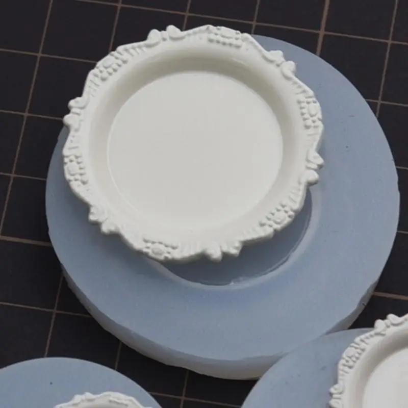 Silicone Mold for Miniature Plate Designs, Ornate Round Pattern for Resin Props and Small Scene Craft Use