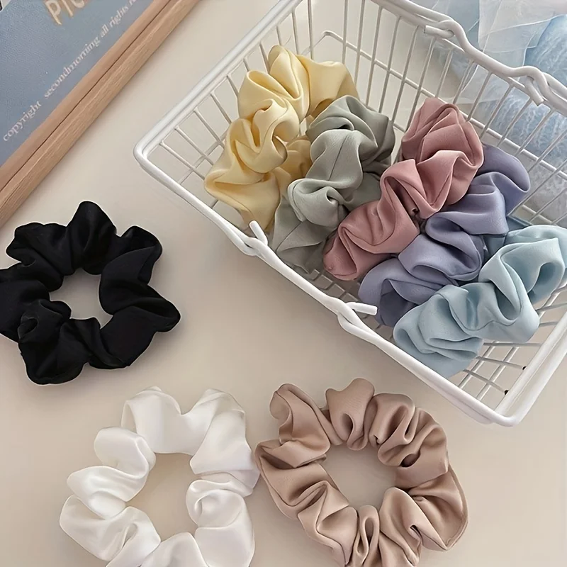 New Fashion Solid Color Satin Oversized Scrunchies Hair Rubber Bands Women Korean Hair Ties Ponytail Holder Hair Accessories