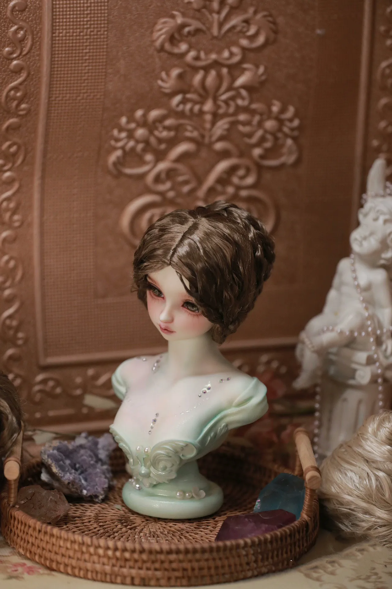 Royal Household Advanced Doll Wig，1/3 BJD Brown Color Imitation Mohair Styling Hair Free Shipping