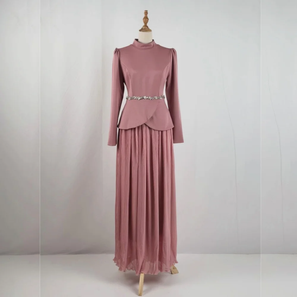 

Customized Classic Glitter Formal Evening Gowns Rhinestone High Collar A-line Long Dresses Wedding Party Dress Elegant