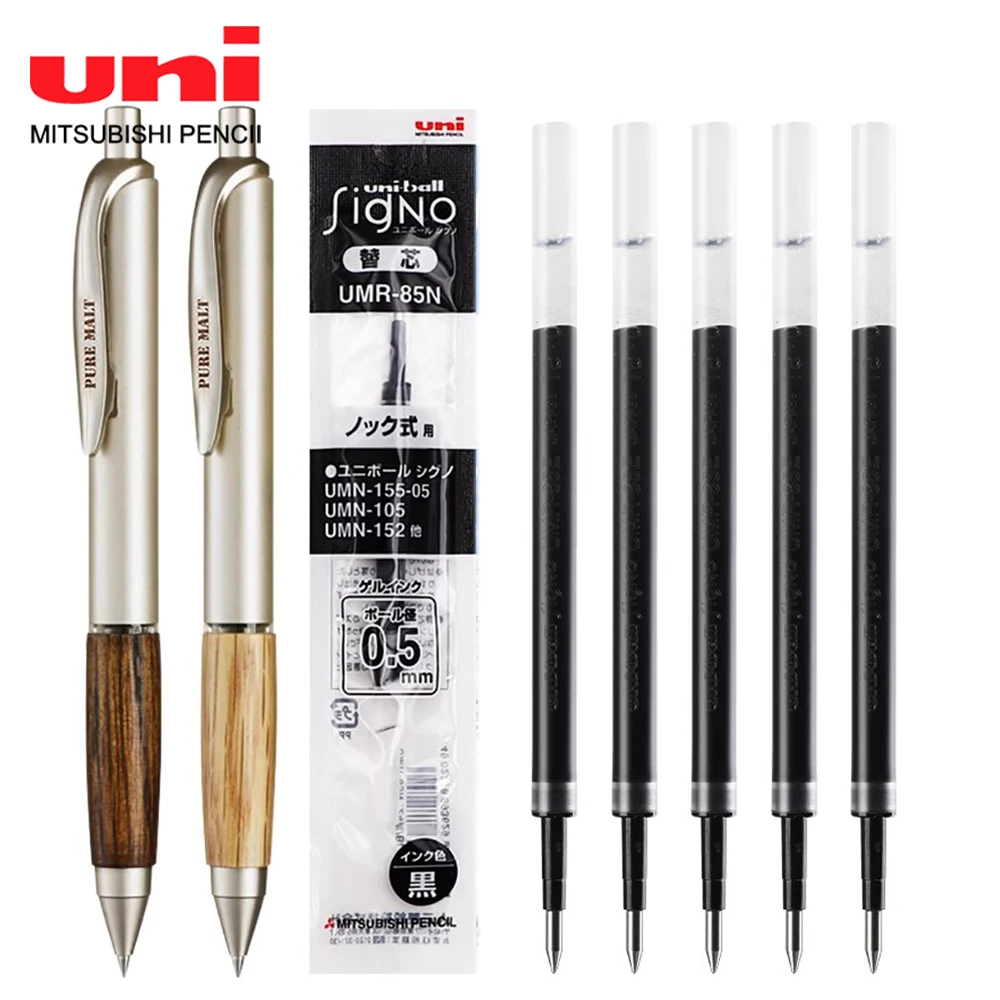 

Японский набор гелевых ручек UNI UMN-515, дубовая ручка 0,5 мм, студенческий письменный бизнес-офис, черный держатель для ручек, канцелярские принадлежности, школьные принадлежности