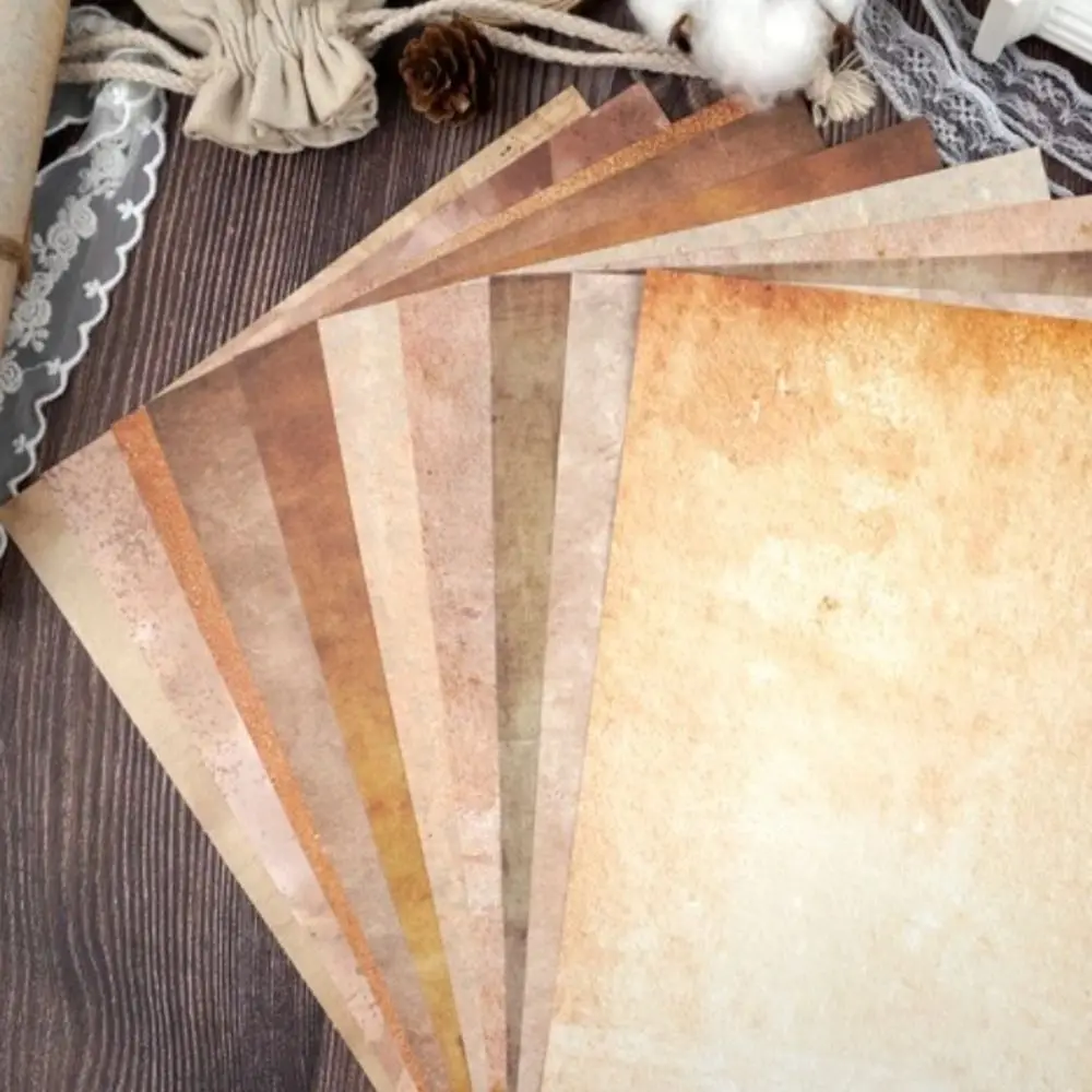 50Pcs Retro Style Paper Material Letter Paper A4 Size Vintage Note Sheet Double Sided 50 Sheets A4 Writing Paper DIY Decoration