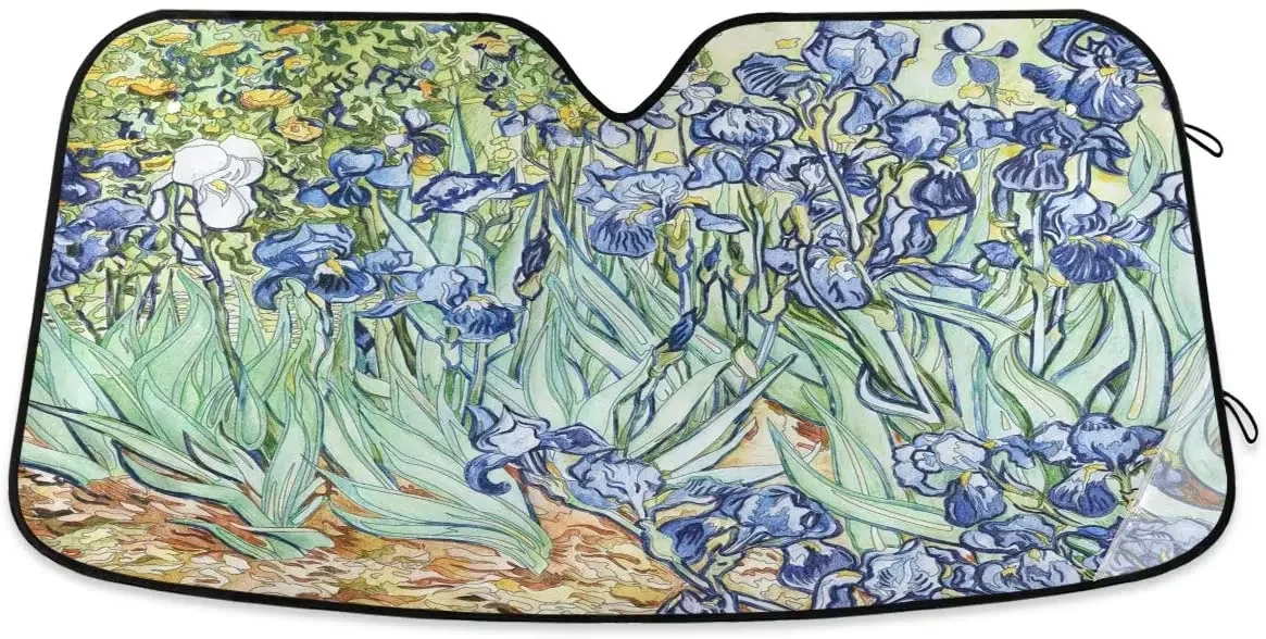 Senya Car Windshield Visor Iris Flower Vincent Van Gogh Pattern Block Visor Protector Foldable Visor To Keep Your Vehicle