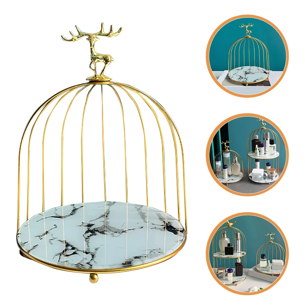 

Iron Bird Cage Makeup ganizer Rack Cosmetics Storage Display Stand Perfume Tray Vanity Shelf Cake Dessert Holder Unique