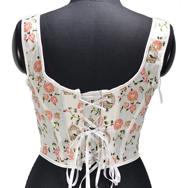 Women Off Shoulder Tube Corset Crop Top O Neck Backless Floral Print Sexy Summer Casual Sleeveless Tank Tops