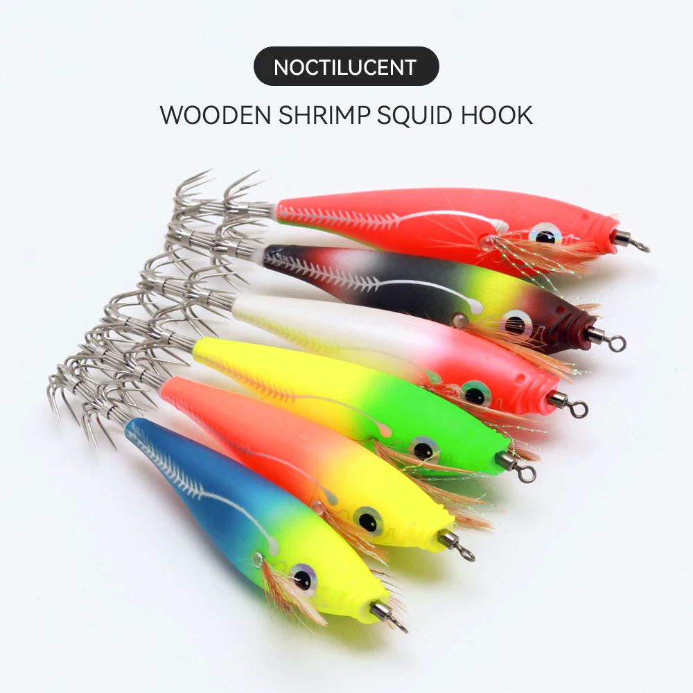 1pc Luminous Bionic Shrimp Fishing Lure, Artificial Cuttlefish Squid Bait Hook, Sea Fishing Tackle