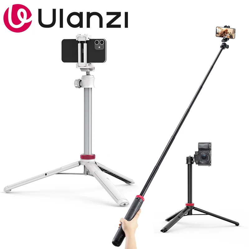 Ulanzi MT-44 Trépied perche à selfie extensible 57 pouces avec support de téléphone pour appareil photo reflex numérique, smartphone, vidéo et vlog
