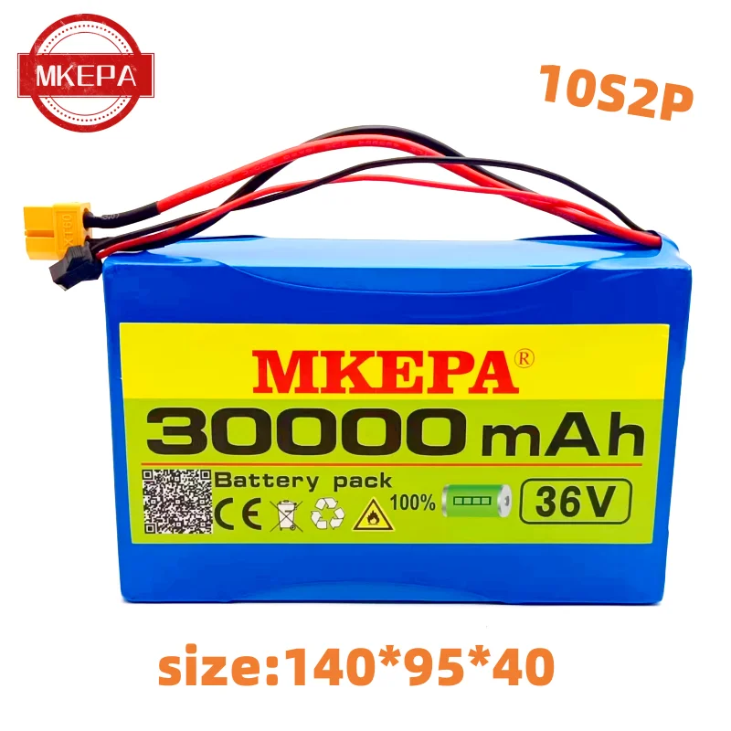 MKEPA 10S2P 36V 30000mAh 450W 18650 Li-ion battery pack for Cooter  42V 37V 35e,