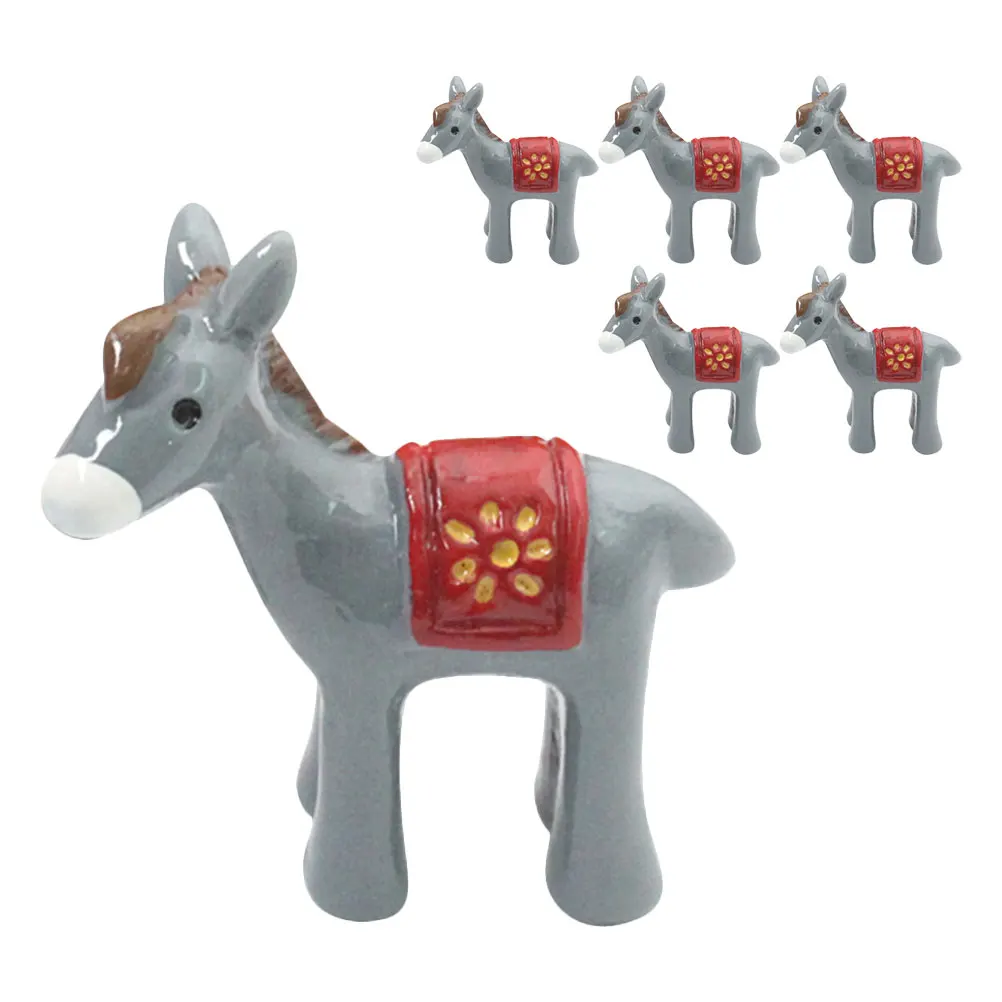 

6 Pcs Mini Donkey Ornaments Resin Sculpture Decor Figurines Garden Lawn Flower Pot Tiny Animal Accessories Cartoon Atmosphere
