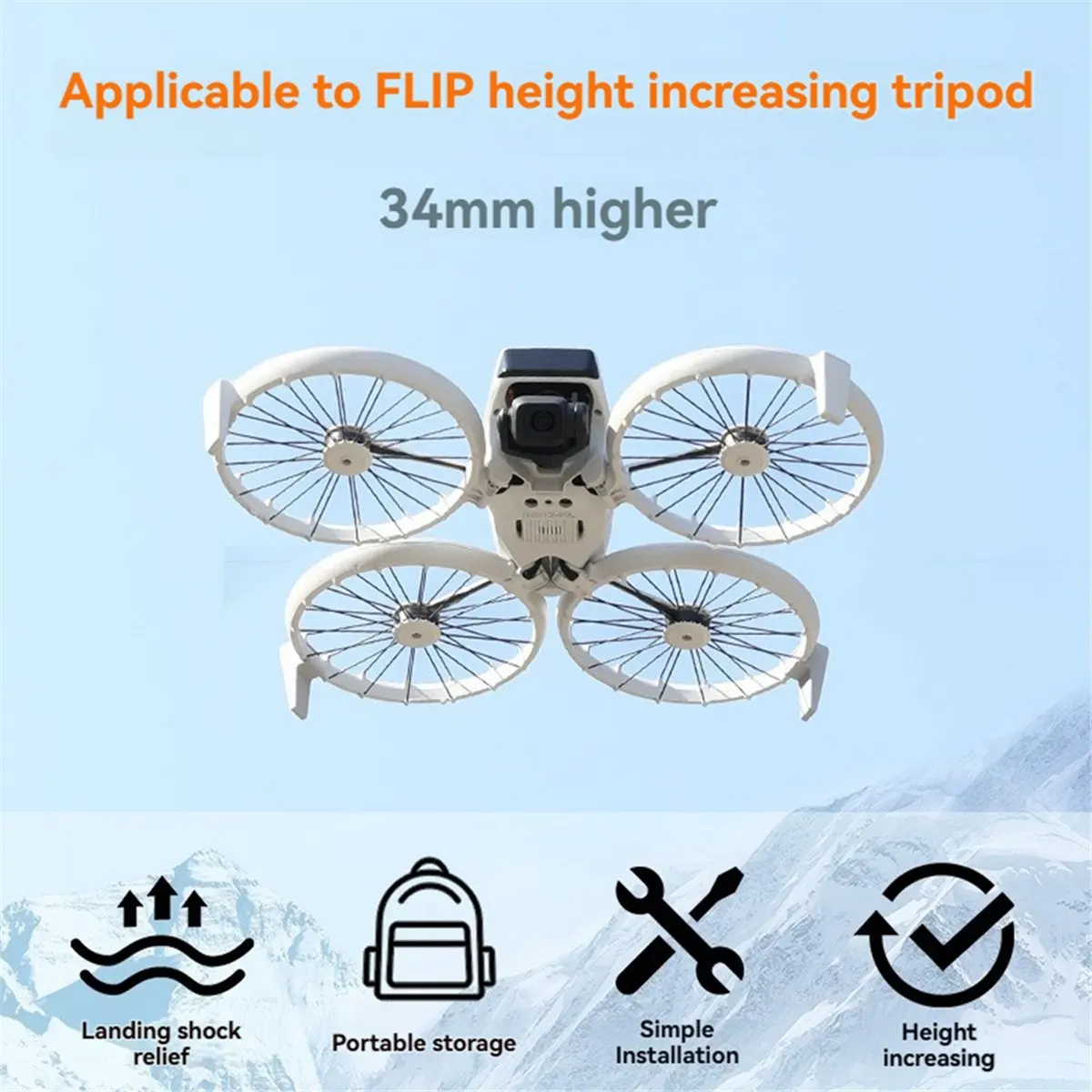 Landing Gear for Flip Rear Bracket Height Increasing Gimbal Protection Fixed Bracket Support Leg Drone Accessories