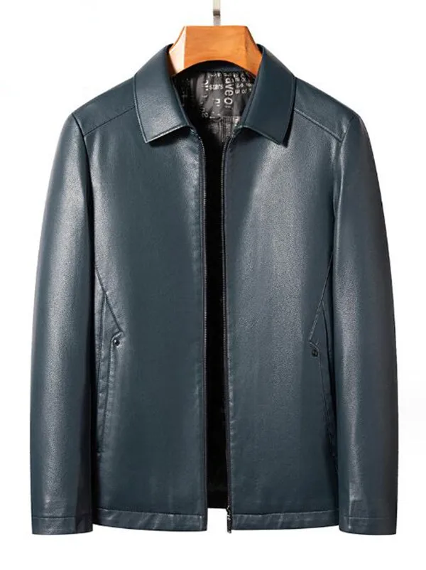 

Men 2023 Winter Jacket Men's High-End Leather down Jacket Lapel Casual Trend Warm Korean Men's down Jacket
