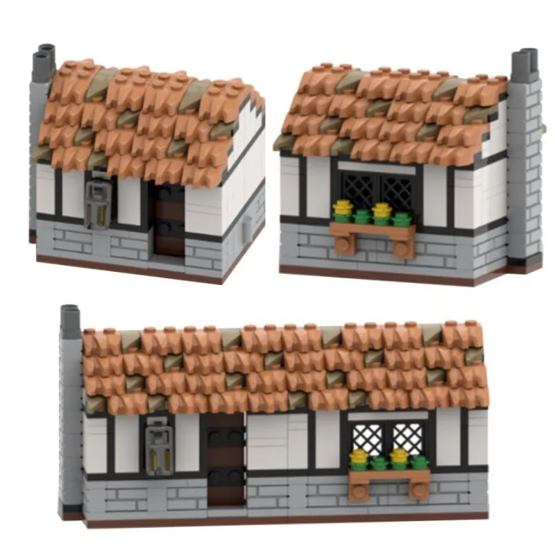 

MOC 230PCS Street View Medieval Military Farmhouse Building Blocks Castle Lion Knight Castle House Toys For Kid Christmas Gift