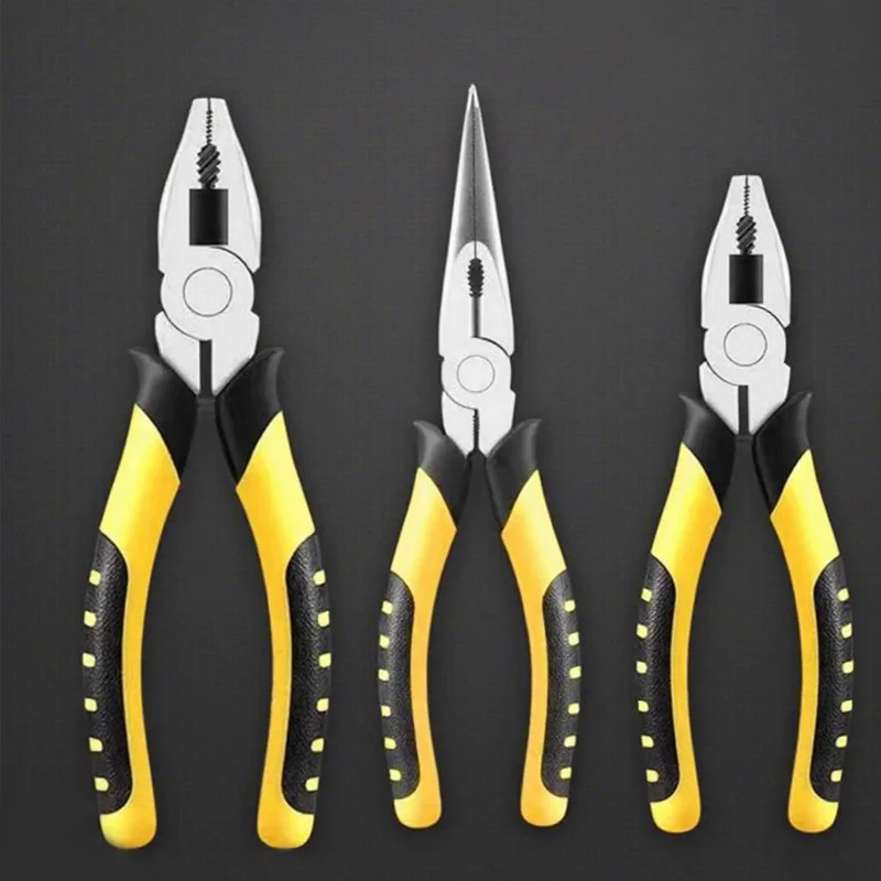 

Crome Vanadium 6/8 дюймов плоскогубцы с длинным носом 1 шт. плоскогубцы с игольчатыми носами пресс-инструмент многофункциональный ручной инструмент с двойной цветной ручкой