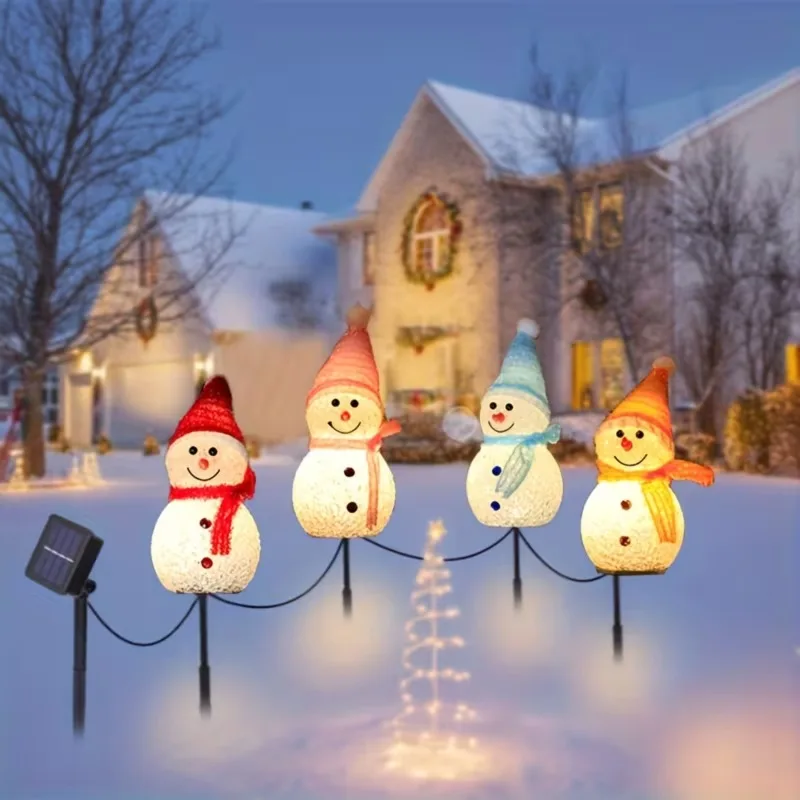 ChristmasDecorations Solar Powered Snowman Lights for Outdoor Corridor Patio Lawn Christmas Solar Light Stakes for Holiday Decor