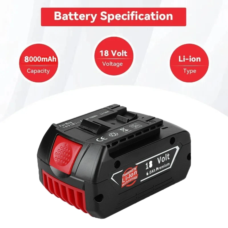 For BOSCH 18V 8AH 9000mAh BAT609 BAT610▶ 18V Professional ◀18V Li-ion Battery ▎GBA18V GSR18V BAT618 BAT619 Tool Battery️▎