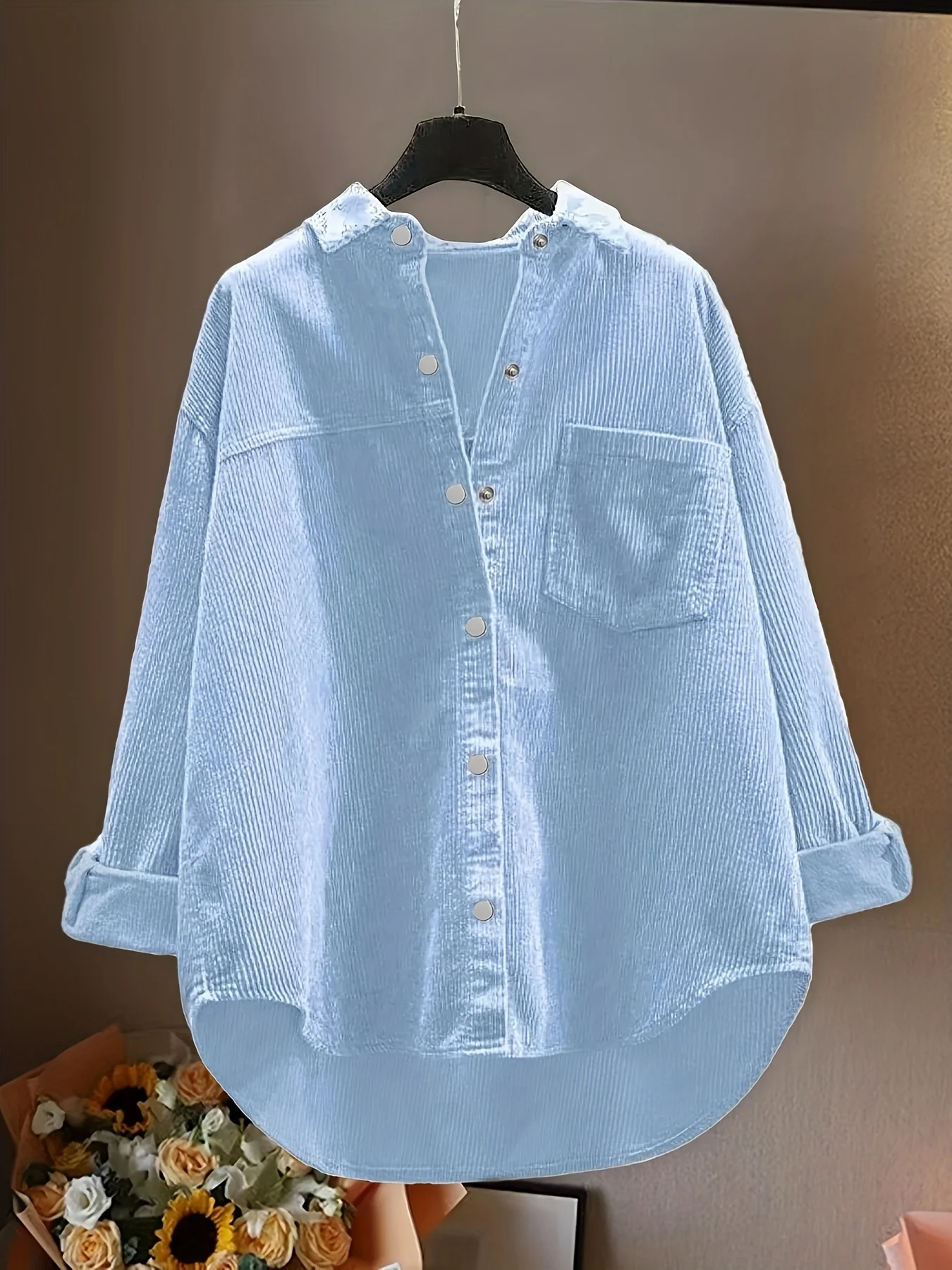 

Женская рубашка с длинным рукавом больших размеров в европейском стиле, верхняя одежда уникального дизайна для осенне-зимнего сезона, популярный выбор для улицы