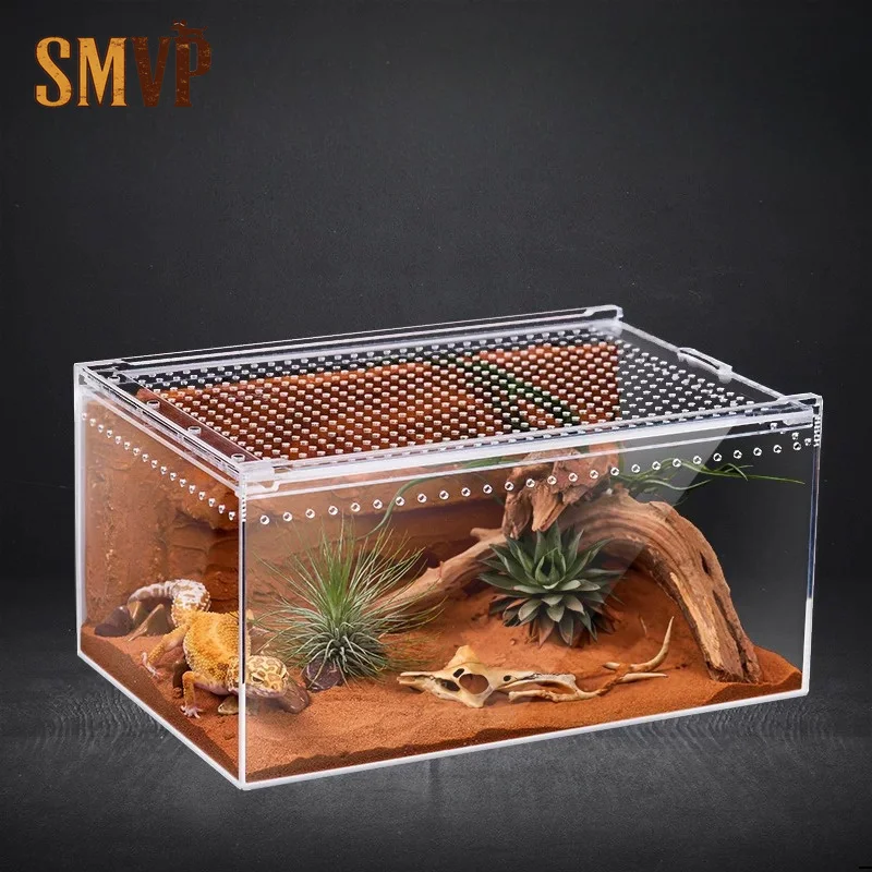Transparentes Acryl-Terrarium Belüfteter Zuchtbehälter für Geckos, Spinnen, Frösche, Einsiedlerkrabben, Kleine Insekten und Reptilien-Zubehör