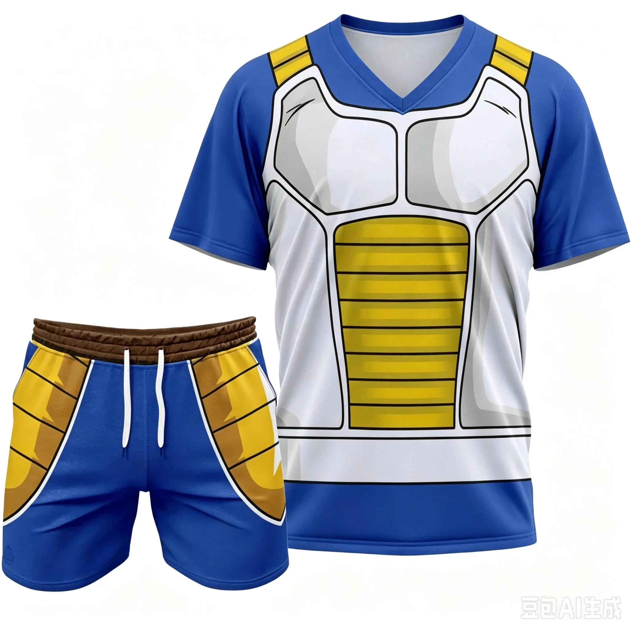 2026 Summer New Dragon Ball Z Vegeta Battle Style Sports Short Sleeve Shorts Men Fitness Running Set Oversized Casual Set