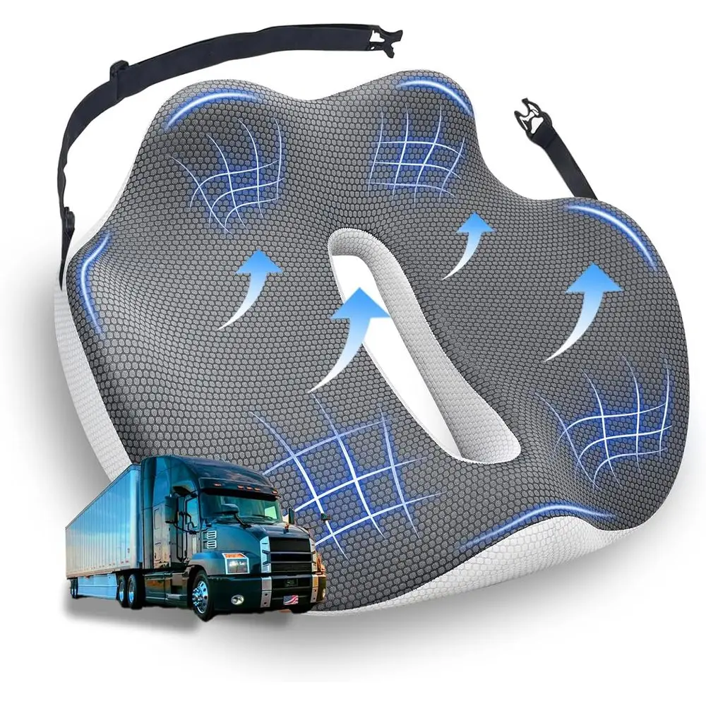

X-Large Seat Cushion or Truck Driver, Upgraded Cushion or Back Support and Pain Relie, Memory oam with Non-Slip Washable Cover,