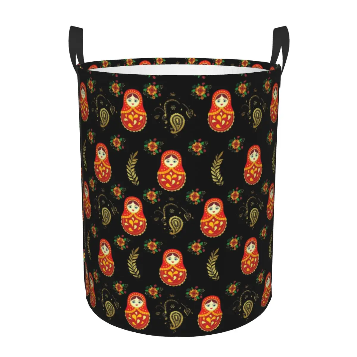 Custom Matryoshka Russian Doll Pattern Laundry Basket Large Capacity Clothing Storage Bin Russian Folk Art Baby Hamper