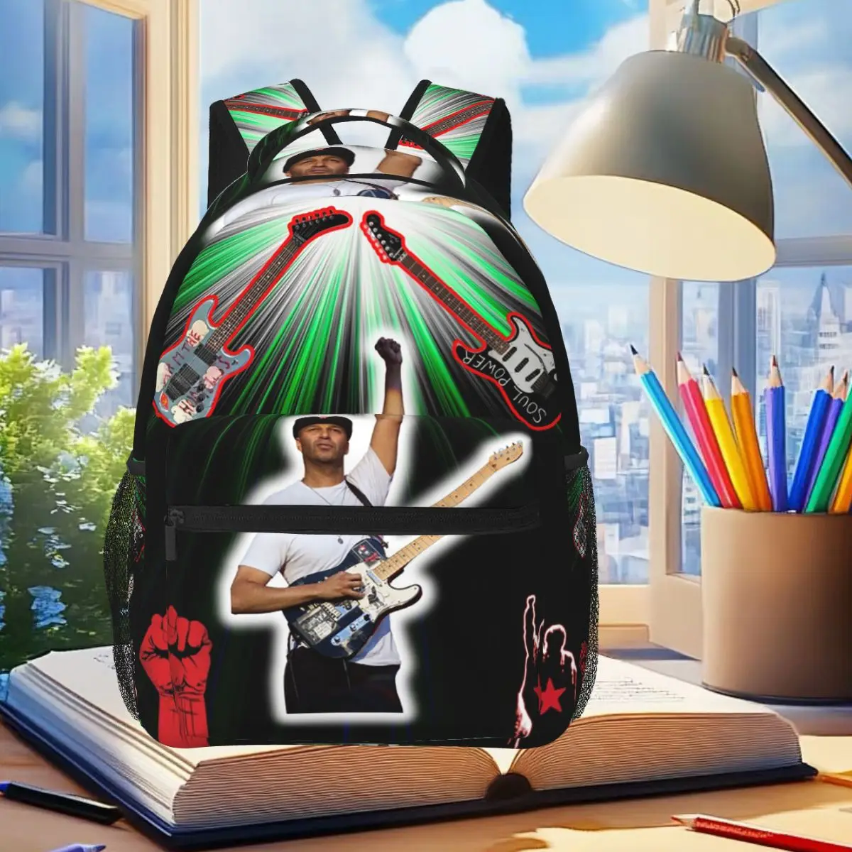 Rage Against The Machine Tom Morello Backpack Student Boys Girls BookBag Children School Bag Shoulder Bags for Men Women