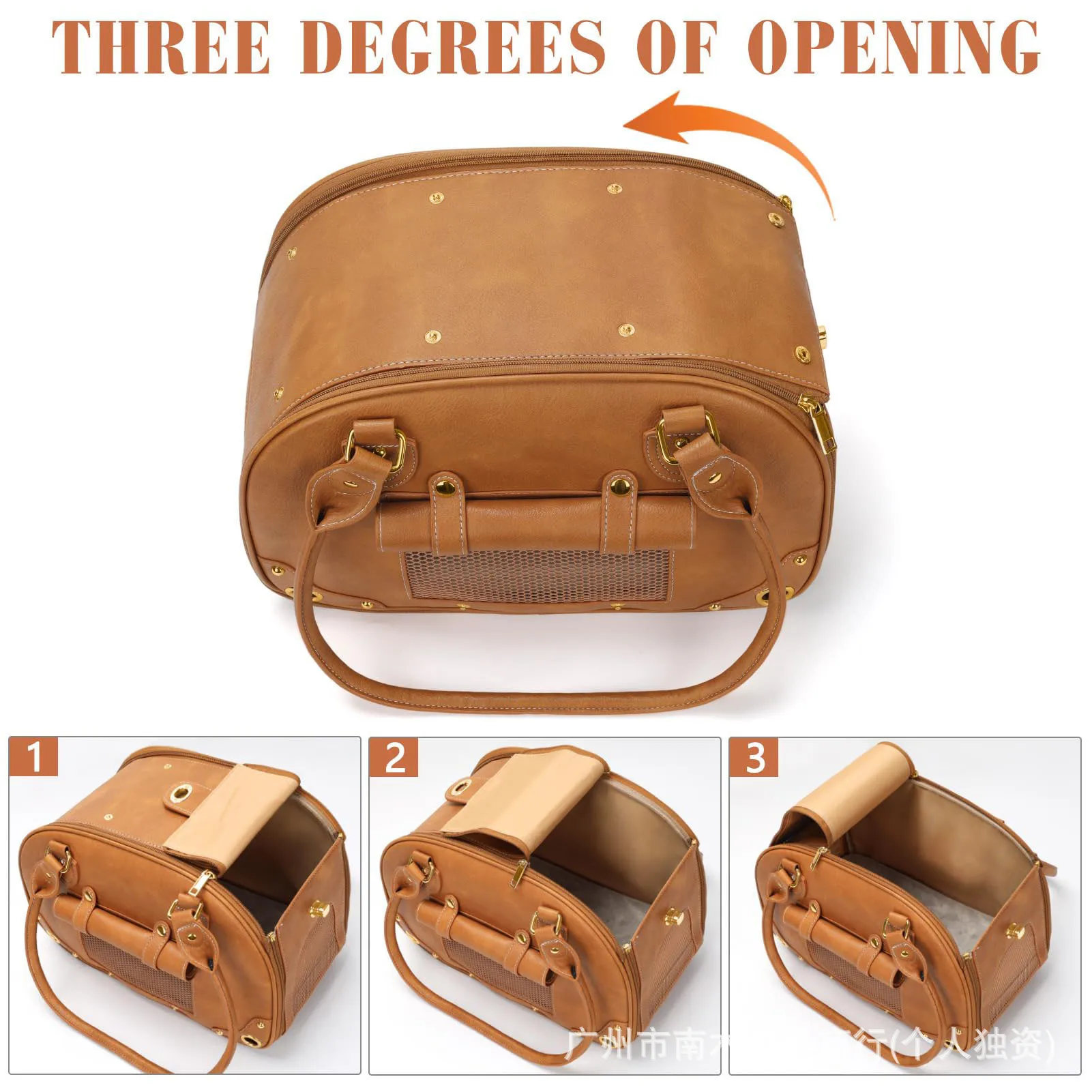 Bolso de transporte de cuero para perros y gatos: jaula portátil - imagen 4