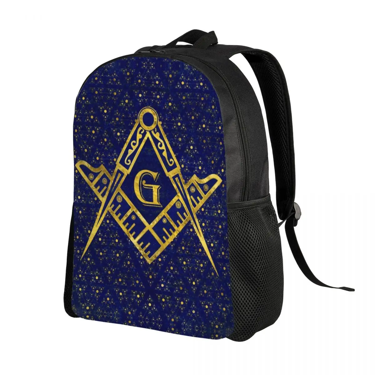 Custom Freemasonry Symbol Backpacks  Masonic Mason Freemason School College Travel Bags Men Women Bookbag Fits 15 Inch Laptop