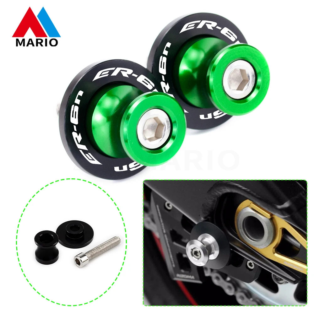 

Motorcycle Swingarm Spools Rear Stand Screws Sliders 10MM Aluminum Accessories For Kawasaki ER-6N ER6N 2005-2014 2015 2016