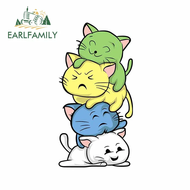EARLFAMILY 13cm x 6.9cm For Kawaii Cats Manga Car Fine Stickers Waterproof Decal Sunscreen Occlusion Scratch for VAN RV
