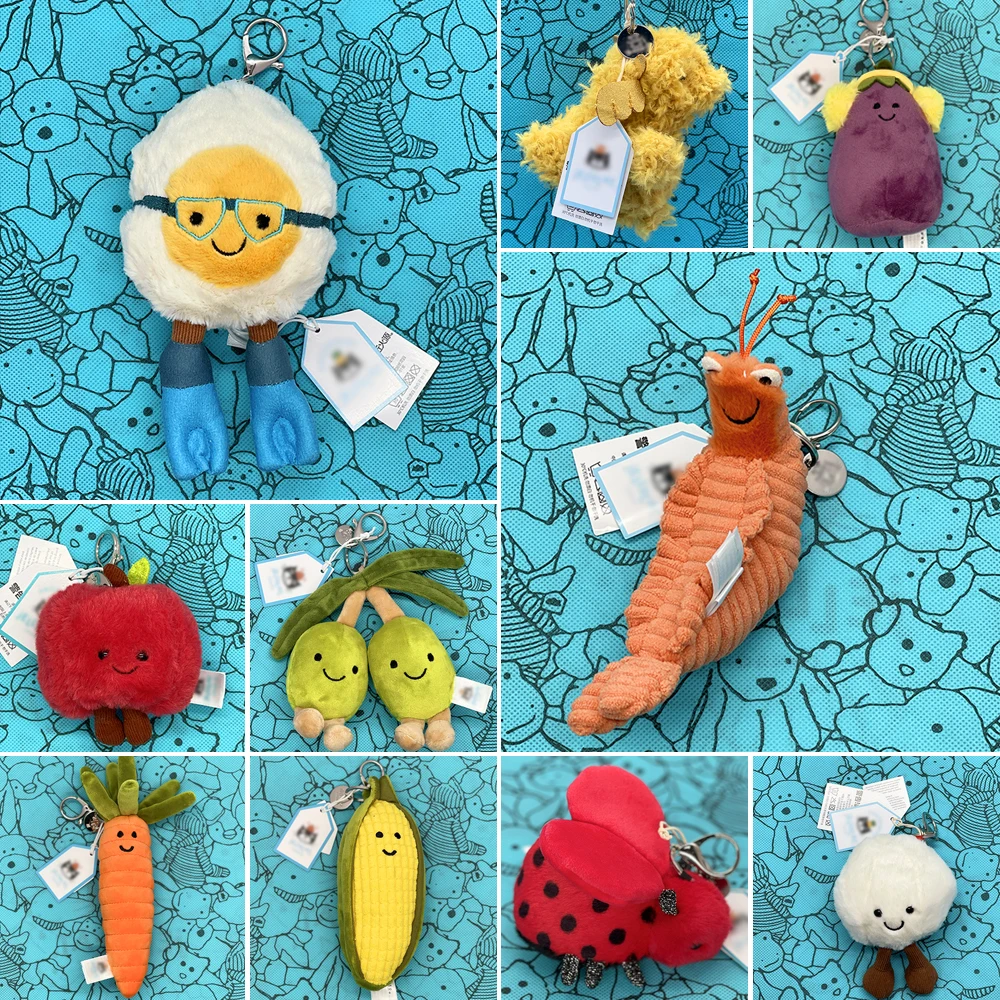 JELLCAT Peluche de Camarón Mantis, Macarons, Colgante de Huevo de Buceo, Peluche de Racimo de Uvas, Sandía, Escarabajo, Colgante de Bolsa JC Zanahoria