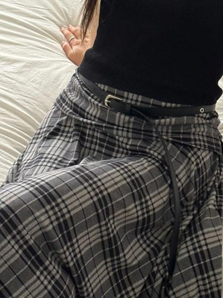 Y2K Estetica Vintage Plaid Gonne Donna Harajuku Vita Alta Irregolare Gonna Vintage Streetwear Stile Preppy Gotico Faldas