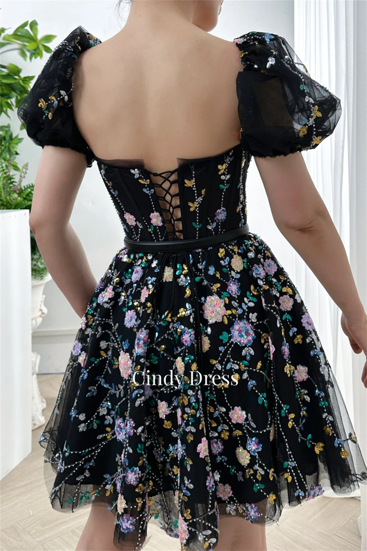 Cindy Black Sweetheart Sequins Cocktail Dress Guest Wedding Dresses Elegant Luxury Evening Gown Robe Soiree De Luxe 2024 Prom