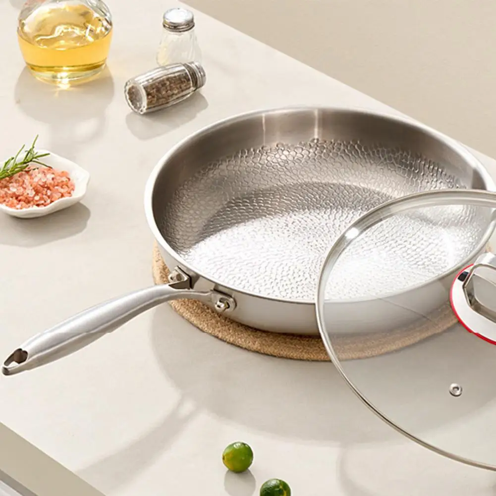 Scratch-resistant Skillet Frying Pan with Lid Scratch-resistant Non-stick Hammered Skillet Durable Healthy Cooking for Gas