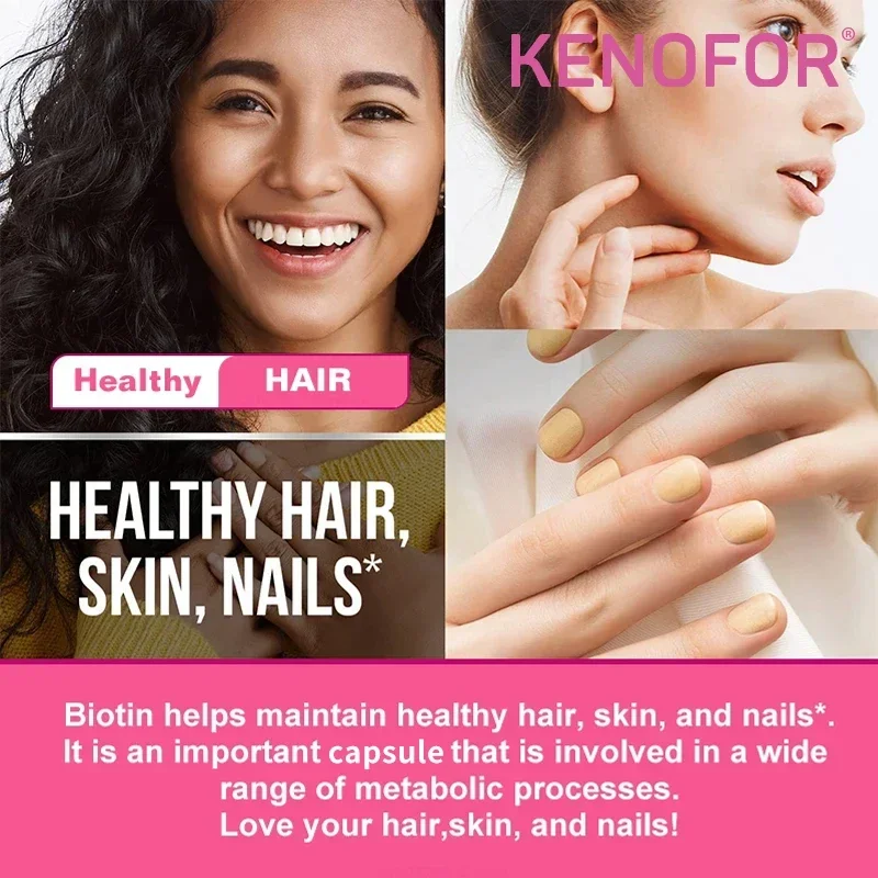 Biotin Capsules - Promotes Hair Growth, Strengthens Nails, Improves Skin Health, Dietary Nutritional Supplement