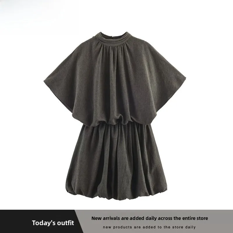 

Модное женское новое осенне-зимнее платье-баллон с коротким рукавом из полиэфирного волокна для повседневной носки