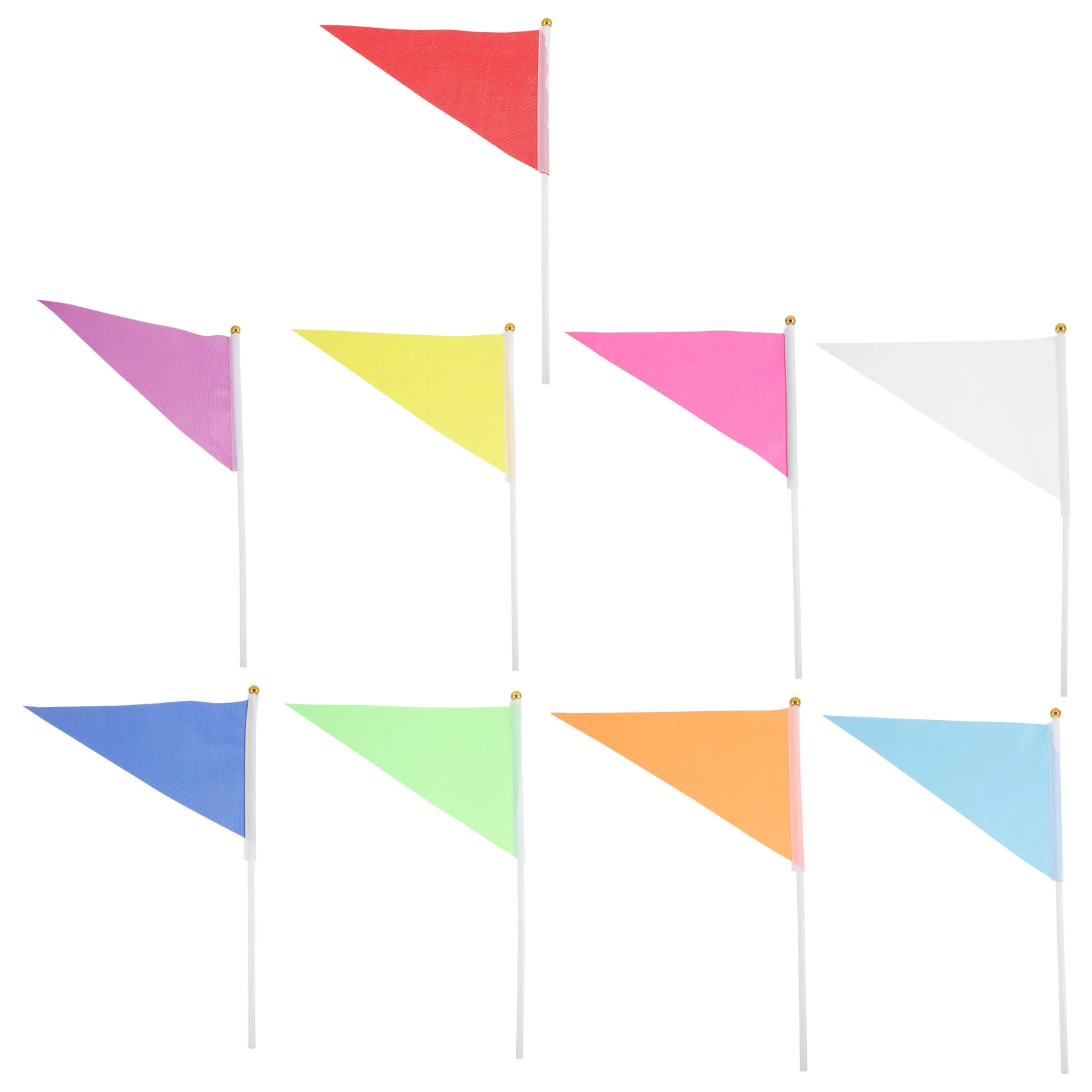 9 Pcs Flag Kindergarten Triangular Red Children's Game Props Hand (9 Colors Mixed) Small Handheld Flags Bunting Solid Waving by