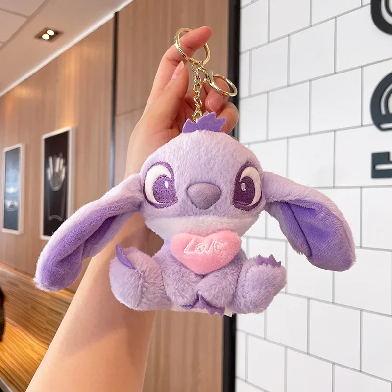 12cm Disney Stitch lalka brelok pluszowy plecak wisiorek Anime Lilo i Stitch zabawka dla dzieci miękki wygodny wypchany prezent urodzinowy