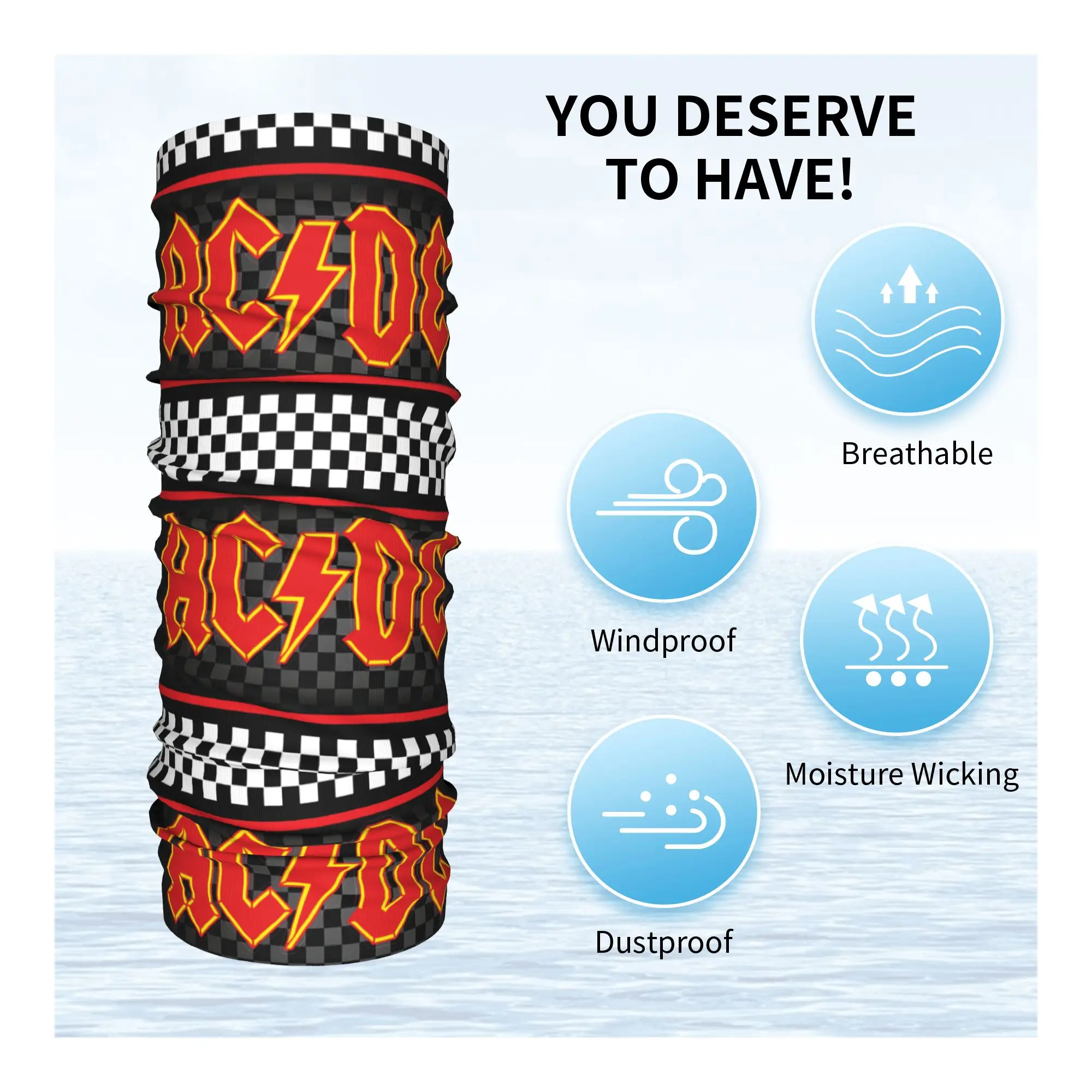 مخصص AC DC سباق متقلب موتور الرقبة الجراب الرجال النساء الأشعة فوق البنفسجية حماية الشتاء باندانا وشاح لركوب الدراجات #3