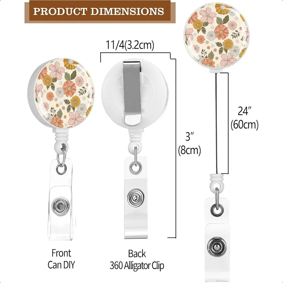 Badge Reels RetractableId Badge Holders Retractable Badge Clips Retractable ID Card Holder for Teacher Student Office Worker Bo