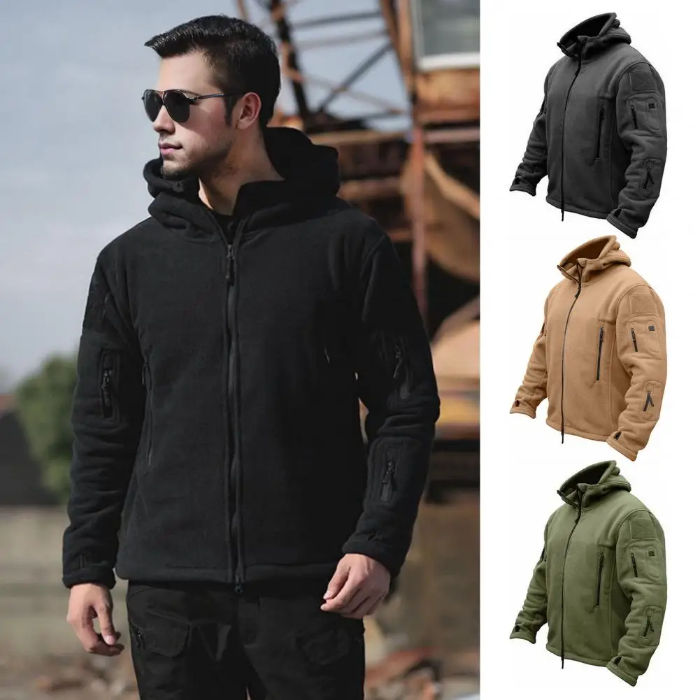 Finger Cots Men Jacket Men's Thermal Fleece Hooded Jacket with Full Zip Up Windbreaker Coat for Safari Hiking Workwear for Fall