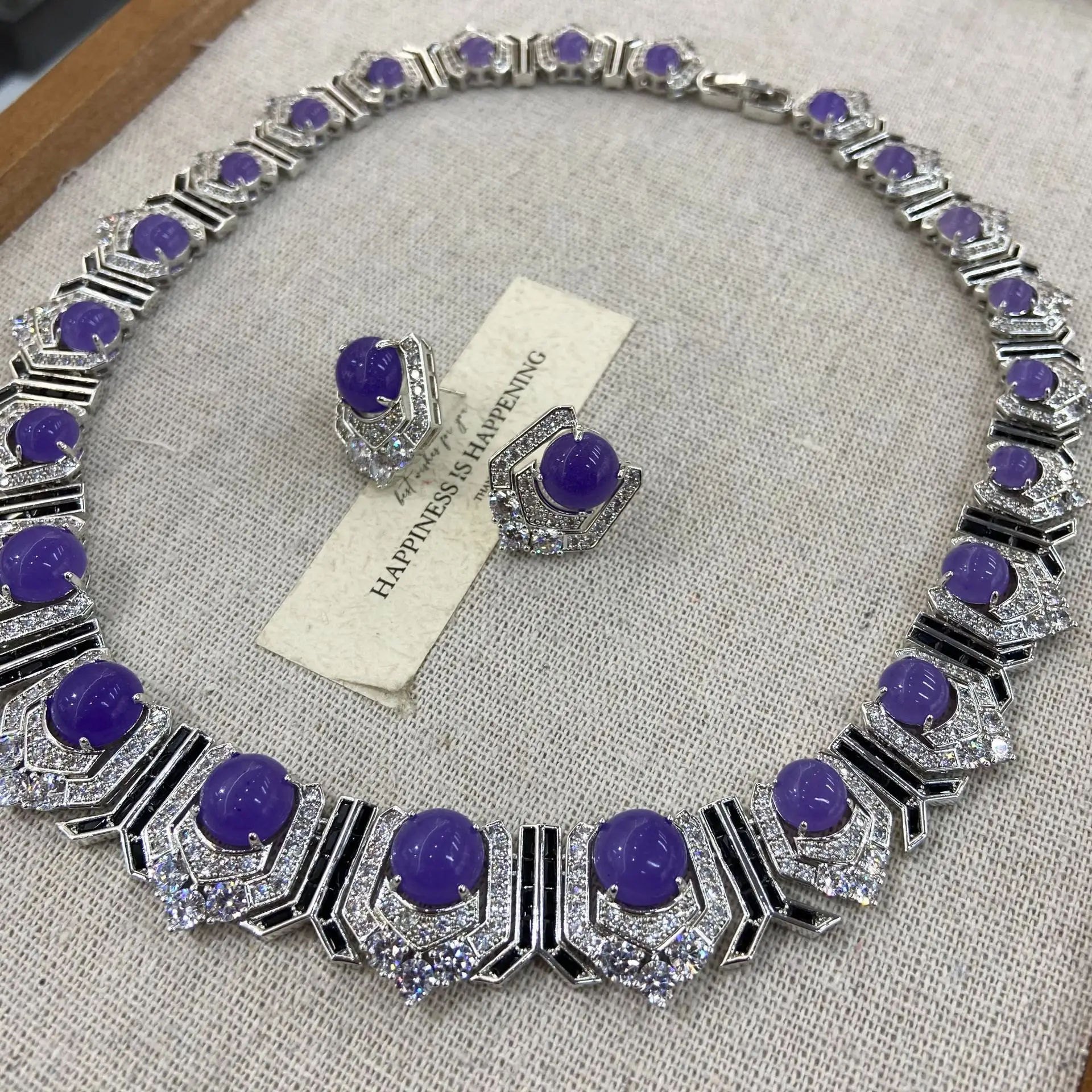 Vintage Zircon Jewelry Set for Women 2026 European And American High-End Light Luxury Earrings And Necklace Combo