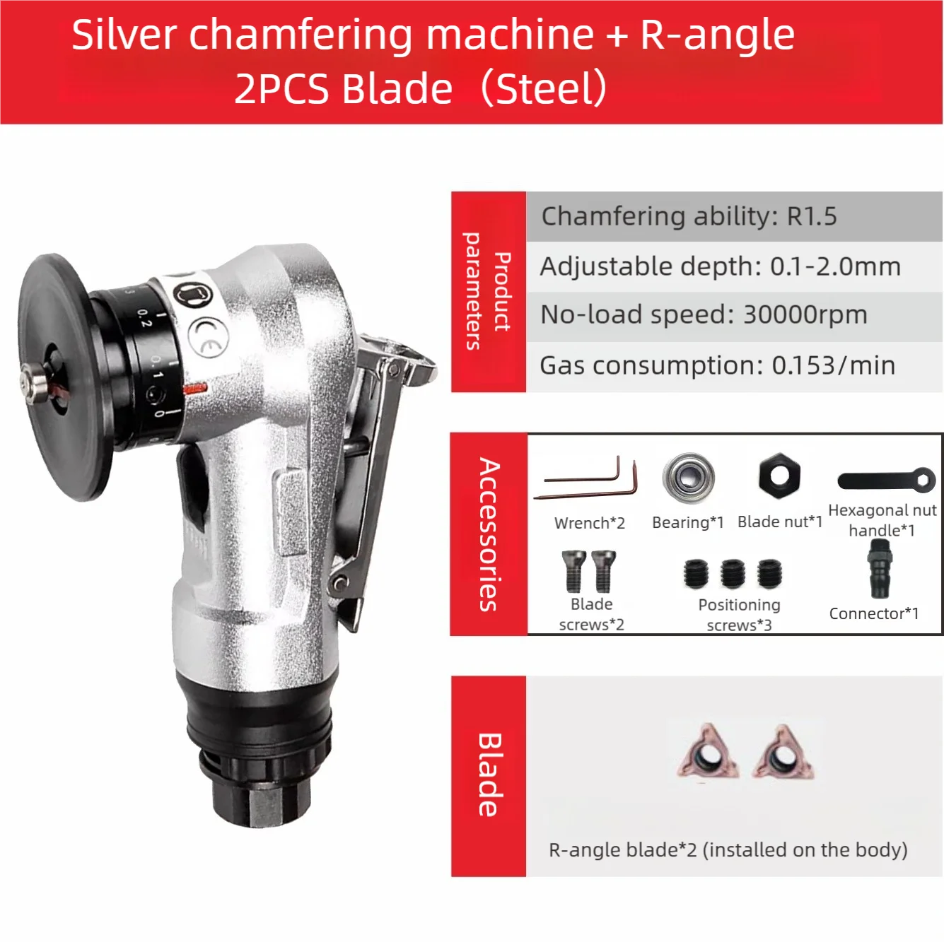 New 45° Mini Pneumatic Chamfering Machine 30000 RPM Portable Arc Air Beveling Machine Metal Trimming Machine with 1/4 Inch Air