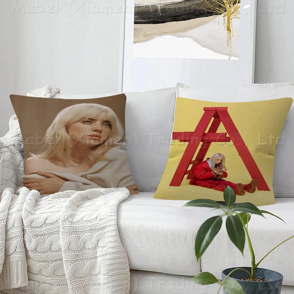 Pop Singer B-Billie Singer Pillow Covers Cartoon Sofa Decorative Home Double-sided Printing Short Plush Cute Cushion Cover