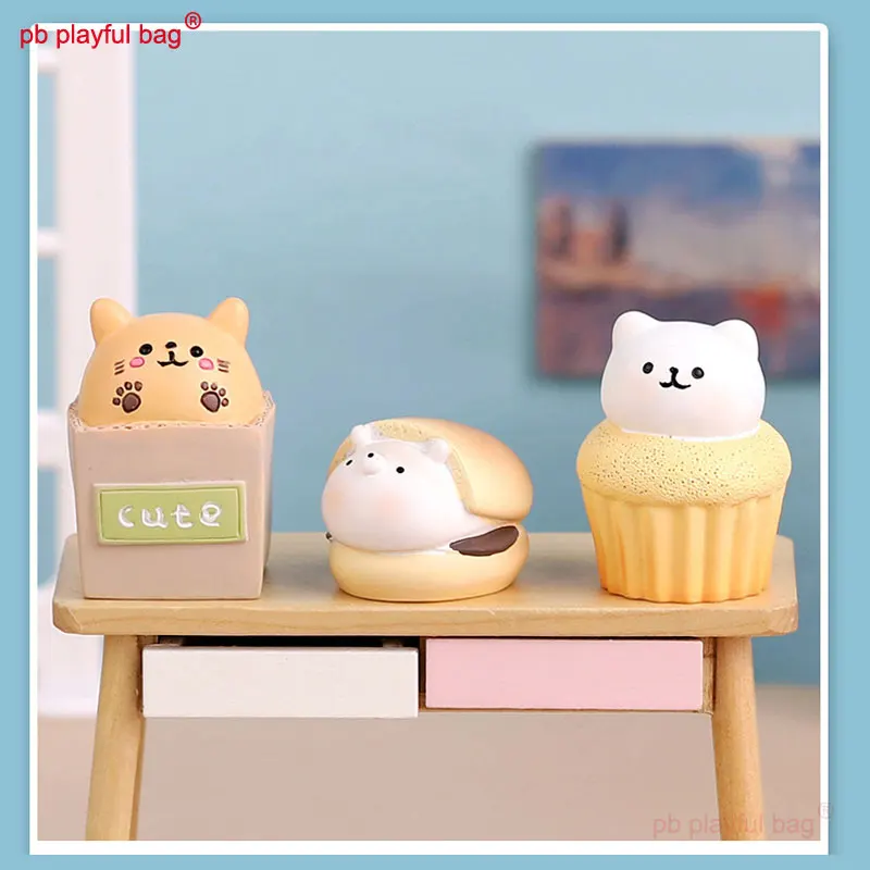 Simpatica mini bambola gatto cane torta cottura serie animali action figure giocattolo per bambini regalo di Natale raccogliere ornamento in resina modello HG225