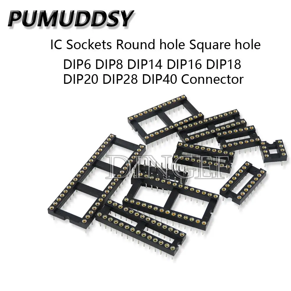 10PCS Square Round IC Sockets DIP6 DIP8 DIP14 DIP16 DIP18 DIP20 DIP28 DIP40 Connector DIP Socket 6 8 14 16 18 20 24 28 40Pins