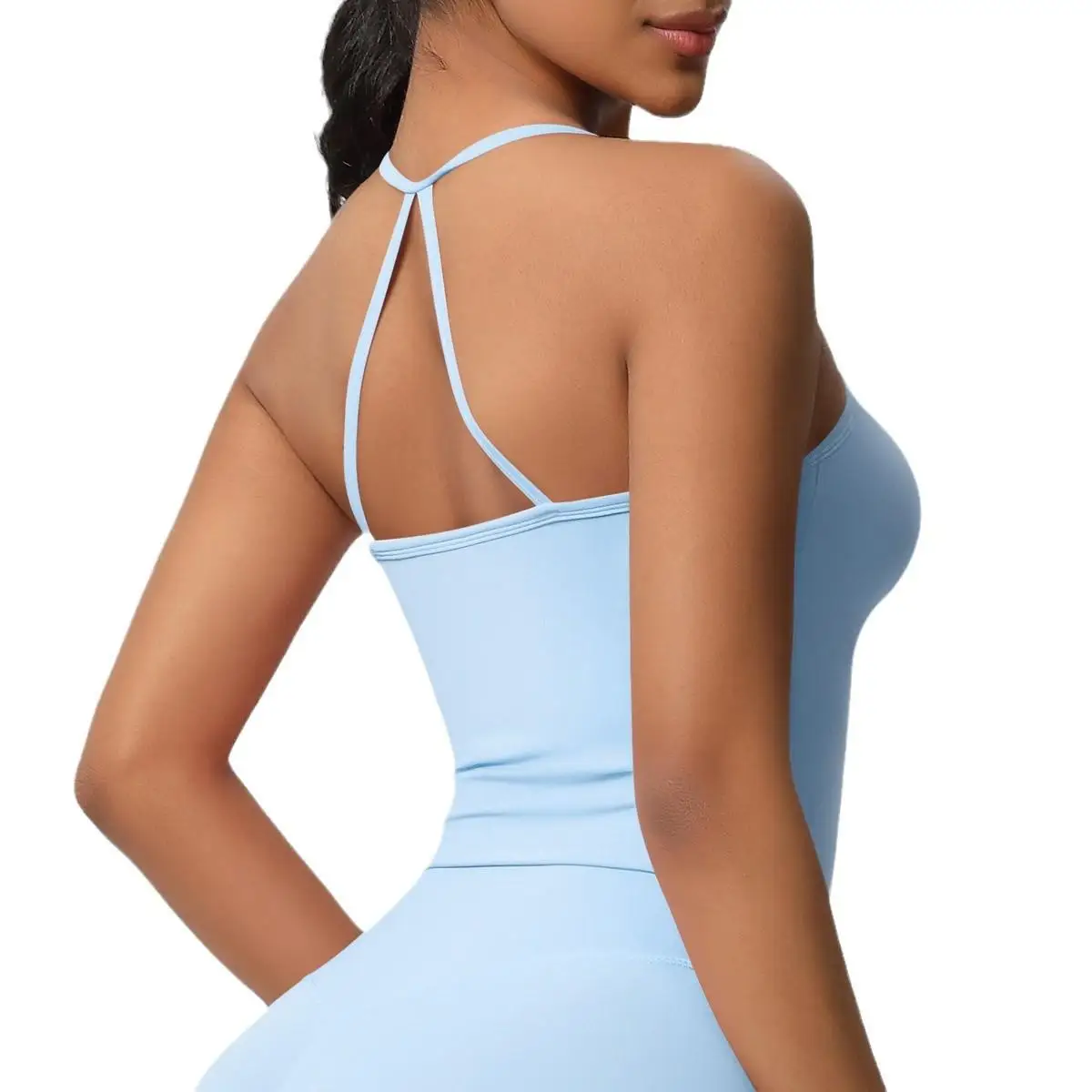 

One-piece Chest Cushion Vest Double-sided Fur Solid Color Tight Back Long Sports Vest Bras Running Fitness Yoga Suit for Women