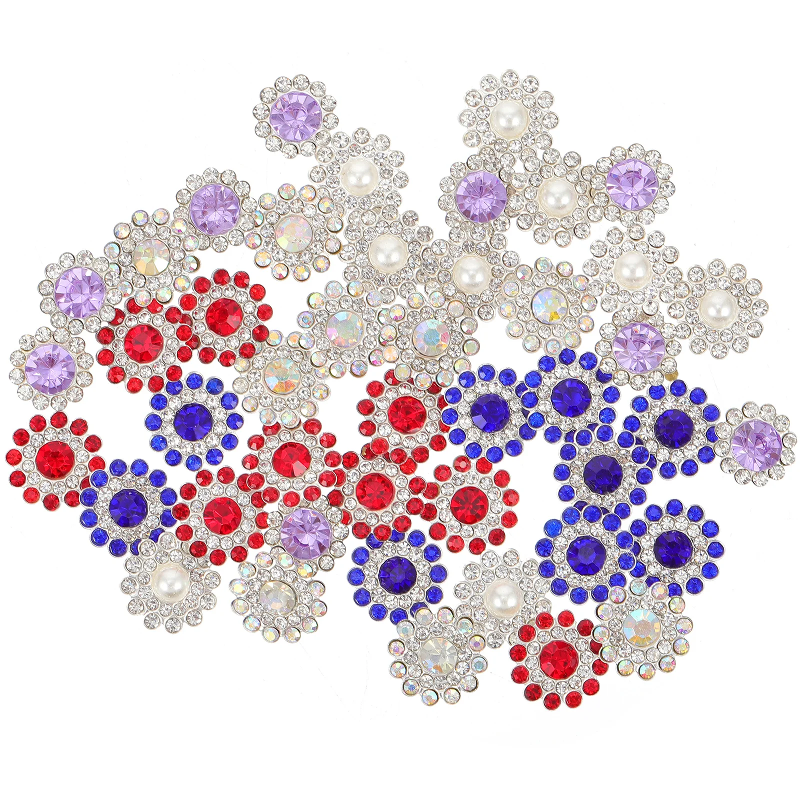 

100Pcs Flatback Rhinestone Flower Button Iron Craft Decor for Hairpin Hair Clip DIY Jewelry Making Kids Family Gift Idea