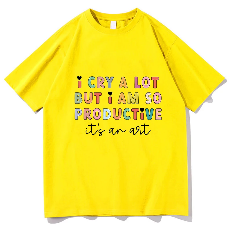 TTPD T-shirt Manga Graphic I Cry A Lot But I Am So Productive Tee Women Cute Top Men Short Sleeve Summer Kawaii Couple Clothes